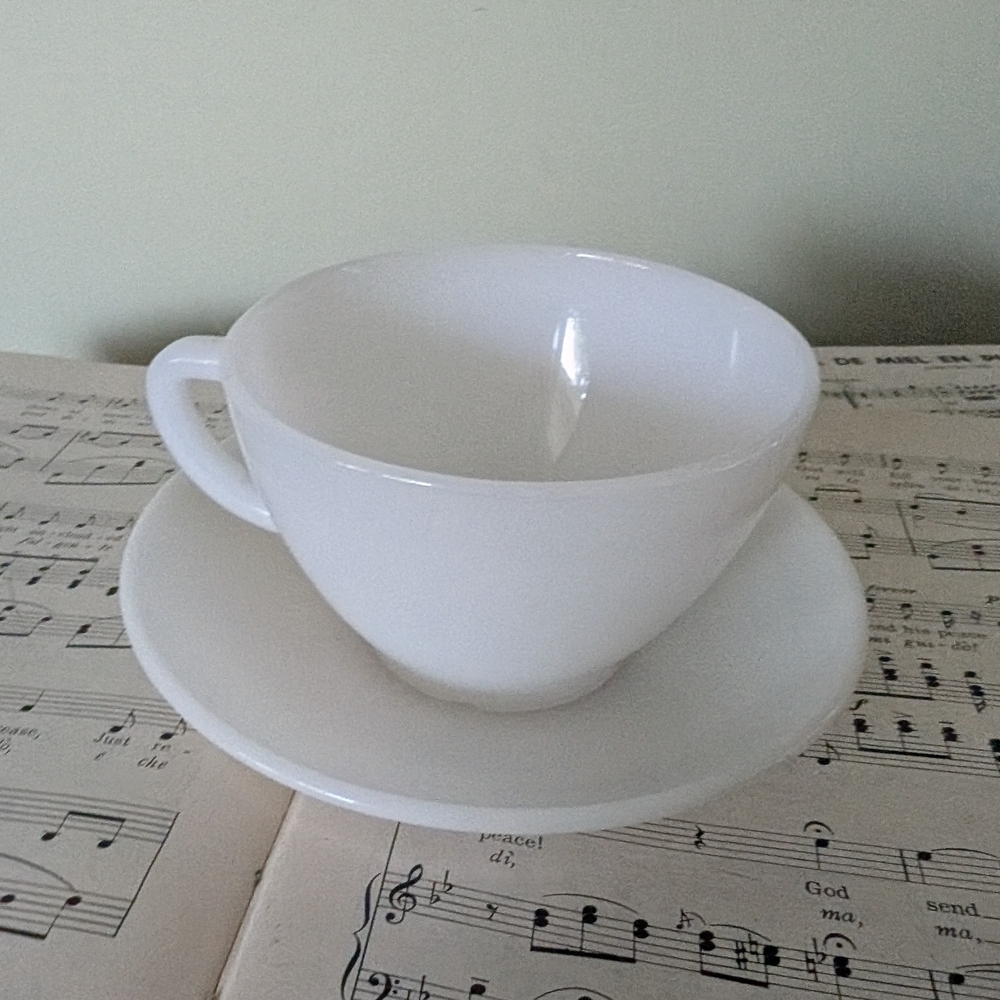 Federal Glass White Teacup and Saucer Set